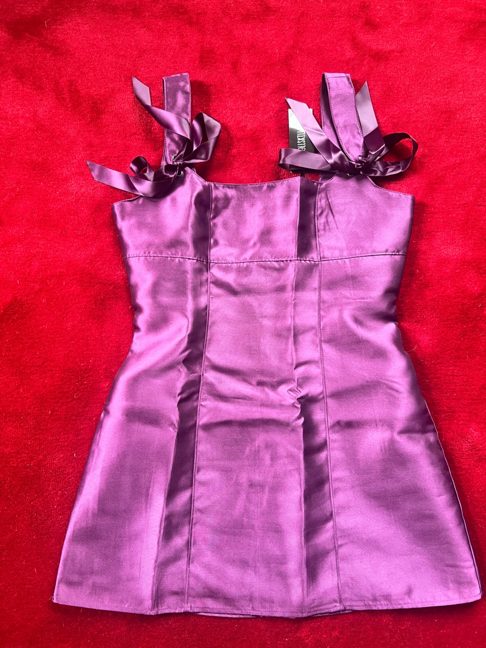 DOLLSKILL Current Mood Pixie Stardust Satin Mini Dress with Bow Straps Size L